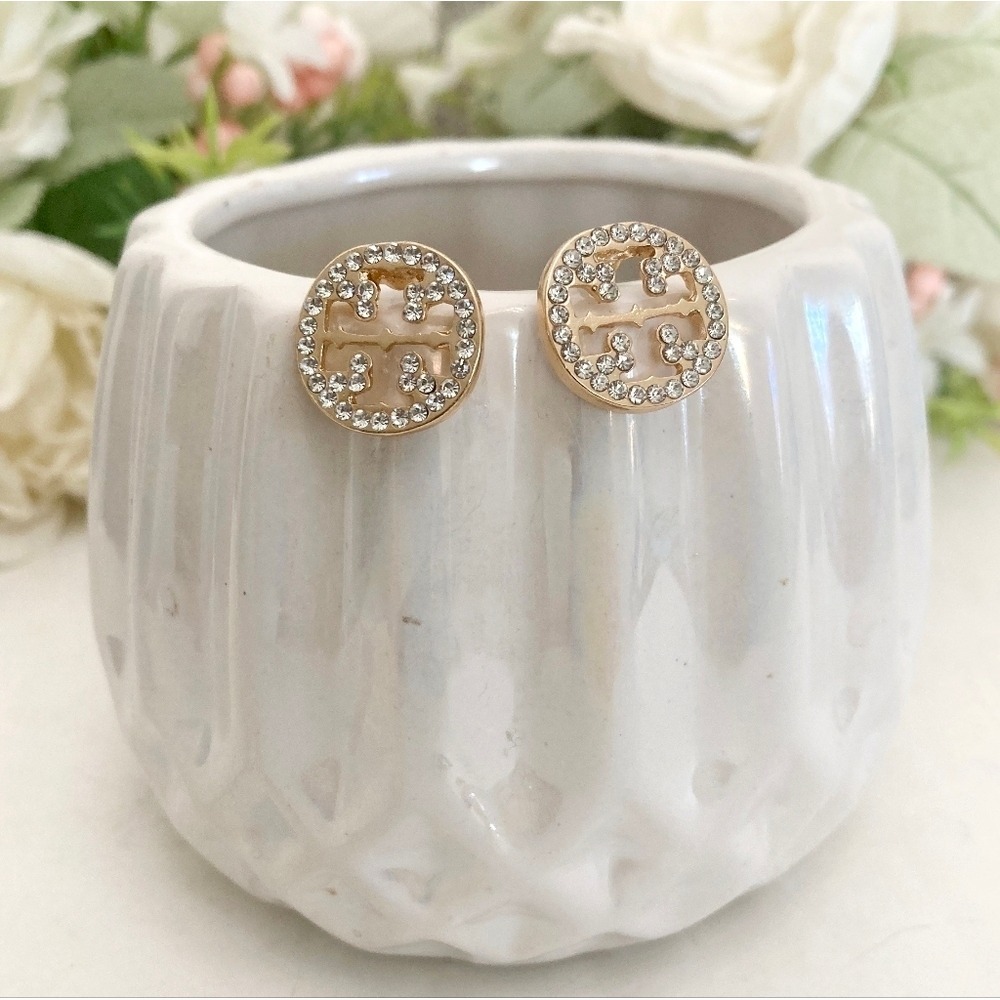 Gold rhinestone statement Stud earrings Cut out Quiet luxury minimalist 💖2/$30